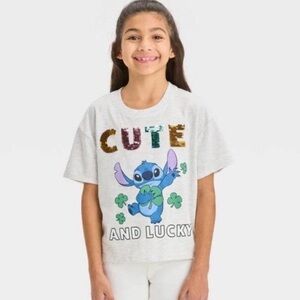 Disney Gray and Blue Stitch Short Sleeve Tee